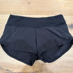 Lululemon Speed Up shorts. Low rise, 2 inch inseam. Size 2. Black.
